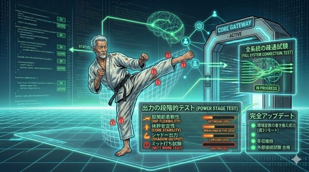 出力の段階的テスト 低負荷シャドー 全系統の疎通試験 50代エンジニア キックボクシング 肉体再起動計画