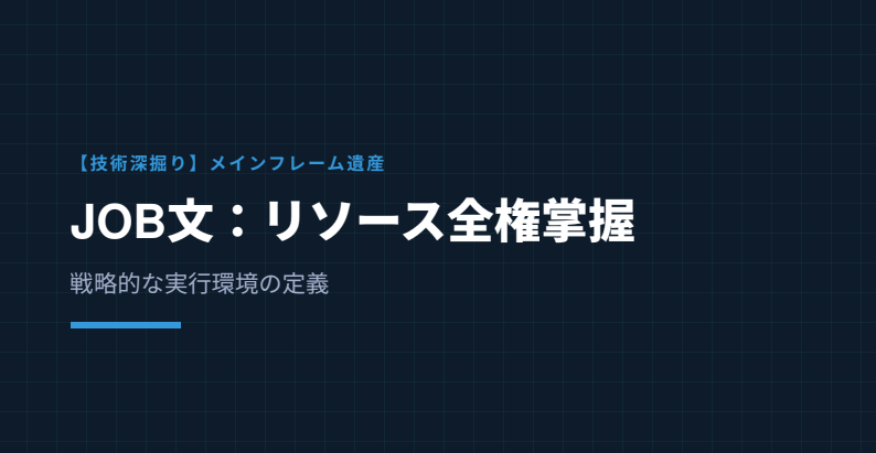 ダークブルーの背景に、JCLの12列目の重要性を強調したグラフィック。「物理構造：厳格なる『80列』の世界と空白の掟」という見出しと共に、カラム（列）の区割りを視覚化したデザイン。