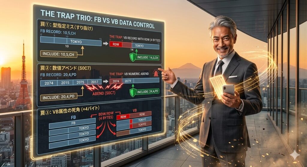 朝焼けのオフィスバルコニーで、銀髪のIT格闘家じいじがゴールドのデジタルエネルギーを纏った鉄拳を放ち、データのリング上で、必要なデータセット（INCLUDE）をリングへ押し込み、不要なノイズデータ（OMIT）を場外へ弾き飛ばしている。技術の最適化。